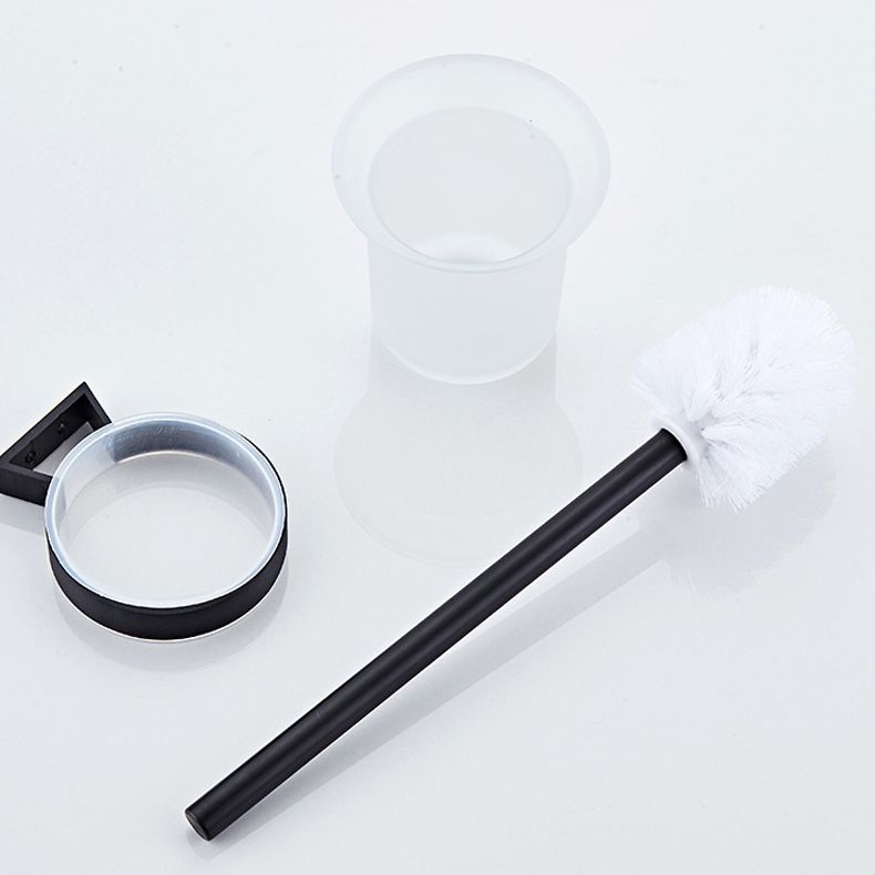 6-Piece Modern Bath Hardware Set in Aluminum Matte Black Towel Bar/Bath Shelf Clearhalo 'Bathroom Hardware Sets' 'Bathroom Hardware' 'Bathroom Remodel & Bathroom Fixtures' 'bathroom_hardware_sets' 'Home Improvement' 'home_improvement' 'home_improvement_bathroom_hardware_sets' 1200x1200_241a8a10-5199-42e9-8004-8536fb5dfe24