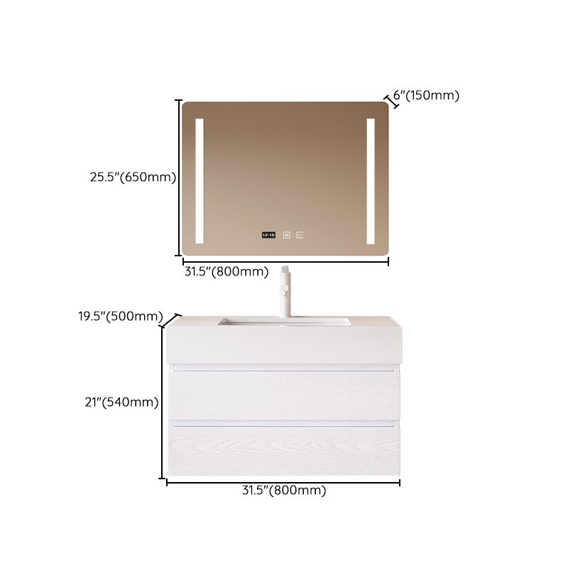 White Bath Vanity Wall Mount Single Sink Rectangular 2 Drawers Wood Frame Vanity Clearhalo 'Bathroom Remodel & Bathroom Fixtures' 'Bathroom Vanities' 'bathroom_vanities' 'Home Improvement' 'home_improvement' 'home_improvement_bathroom_vanities' 1200x1200_241dca77-1ee6-414f-87c0-cf9bbe3832db