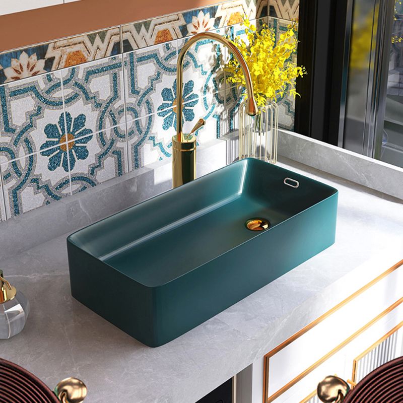 Contemporary Bathroom Sink with Single Faucet Hole Porcelain Rectangular Vessel Clearhalo 'Bathroom Remodel & Bathroom Fixtures' 'Bathroom Sinks & Faucet Components' 'Bathroom Sinks' 'bathroom_sink' 'Home Improvement' 'home_improvement' 'home_improvement_bathroom_sink' 1200x1200_241f8238-136d-494c-bf14-cb9422d15b7b