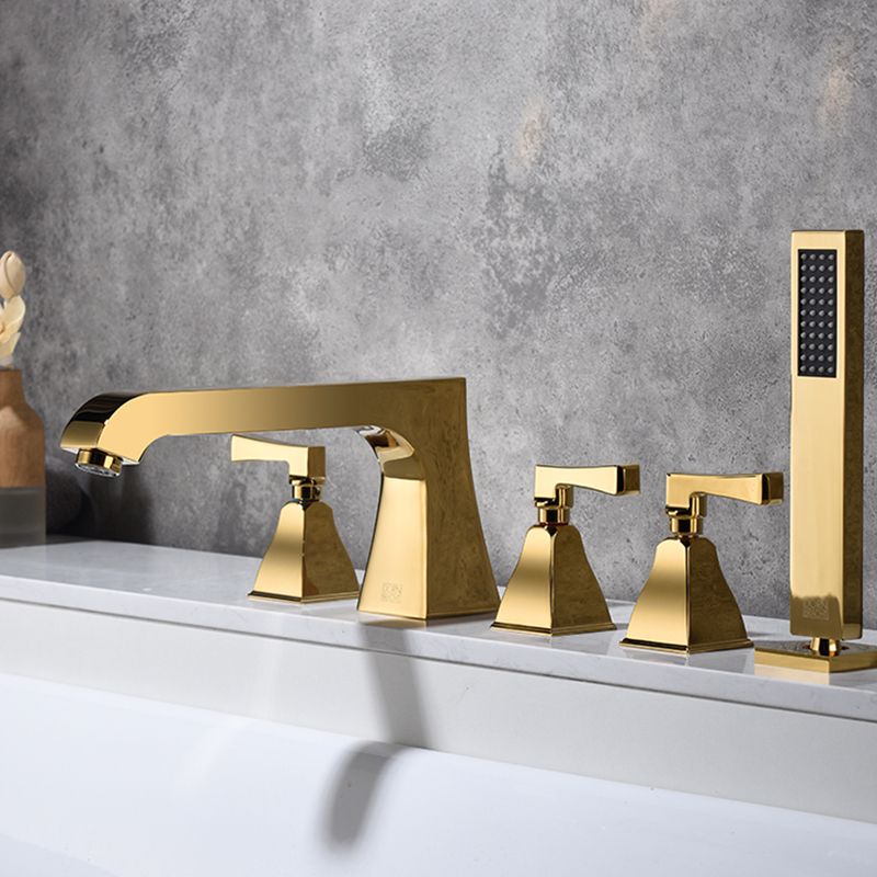 Modern Style Roman Tub Filler Low Arc Deck-Mount Copper Roman Tub Filler Clearhalo 'Bathroom Remodel & Bathroom Fixtures' 'Bathtub Faucets' 'bathtub_faucets' 'Home Improvement' 'home_improvement' 'home_improvement_bathtub_faucets' 1200x1200_242f187c-8f96-472e-a79b-4e5050399ebc