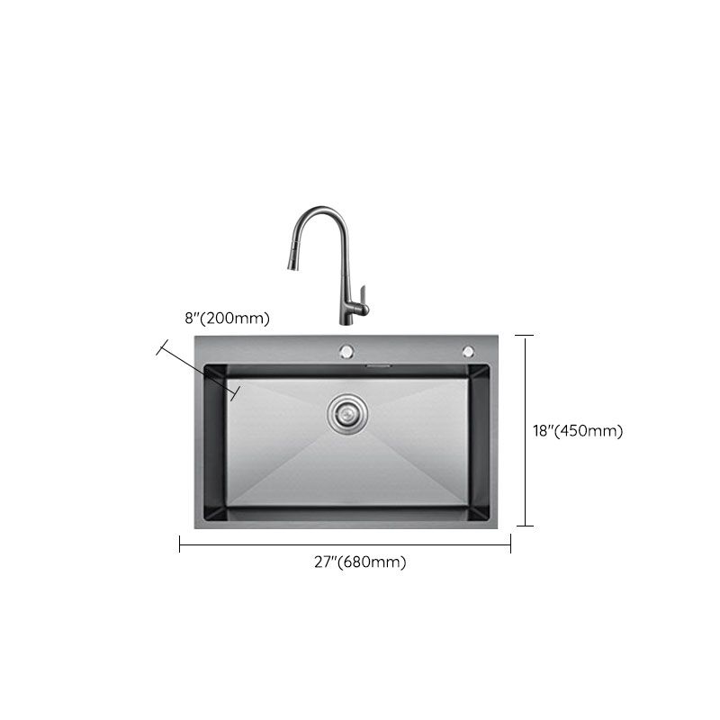 Contemporary Style Kitchen Sink Stainless Steel Kitchen Sink with Basket Strainer Clearhalo 'Home Improvement' 'home_improvement' 'home_improvement_kitchen_sinks' 'Kitchen Remodel & Kitchen Fixtures' 'Kitchen Sinks & Faucet Components' 'Kitchen Sinks' 'kitchen_sinks' 1200x1200_2431d434-6246-476a-b9b0-3d977b19586f