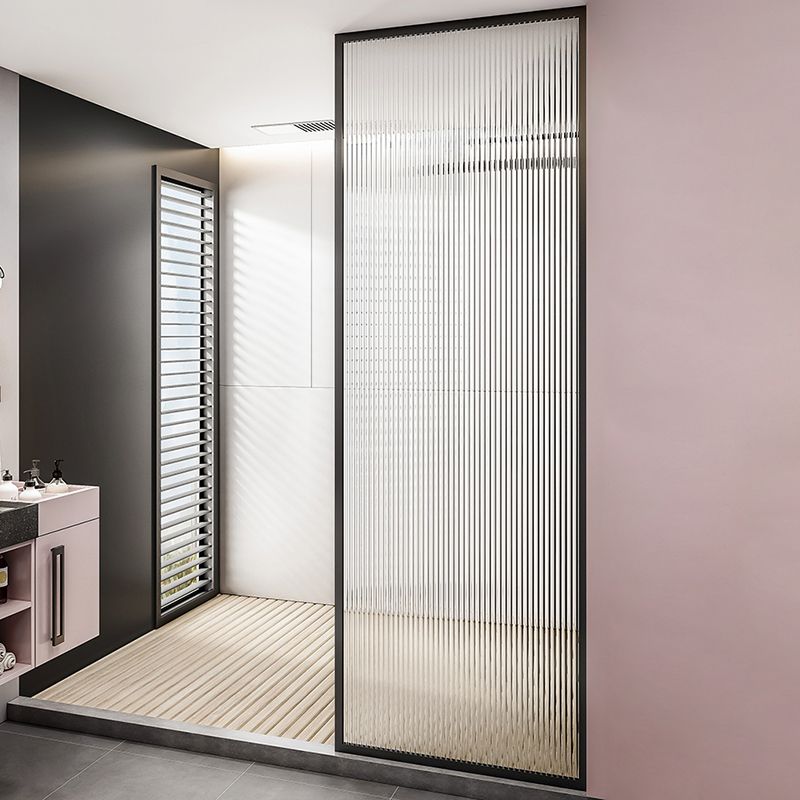 Black Fixed Shower Screen Full Frame Half Partition Bathroom Door Clearhalo 'Bathroom Remodel & Bathroom Fixtures' 'Home Improvement' 'home_improvement' 'home_improvement_shower_tub_doors' 'Shower and Tub Doors' 'shower_tub_doors' 'Showers & Bathtubs' 1200x1200_244f1931-8738-404a-8c8c-2a632a9ec1fd