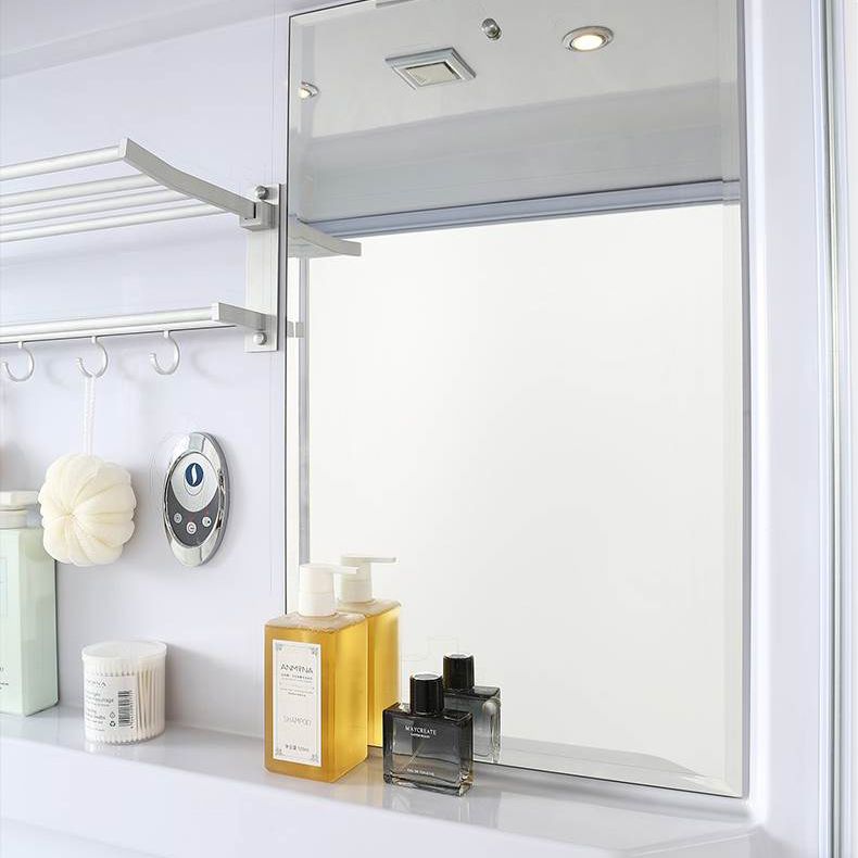 Frosted Single Sliding Shower Kit White Framed Shower Stall with Base Included Clearhalo 'Bathroom Remodel & Bathroom Fixtures' 'Home Improvement' 'home_improvement' 'home_improvement_shower_stalls_enclosures' 'Shower Stalls & Enclosures' 'shower_stalls_enclosures' 'Showers & Bathtubs' 1200x1200_246d472e-b459-4f43-b918-b2a66cfe3912