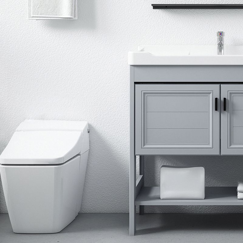 Modern Console Sink Porcelain Rectangular with Right Basin and Faucet Trough Sink Clearhalo 'Bathroom Remodel & Bathroom Fixtures' 'Bathroom Sinks & Faucet Components' 'Bathroom Sinks' 'bathroom_sink' 'Home Improvement' 'home_improvement' 'home_improvement_bathroom_sink' 1200x1200_246ff9af-2d9f-4032-a60c-75045cb8fee6