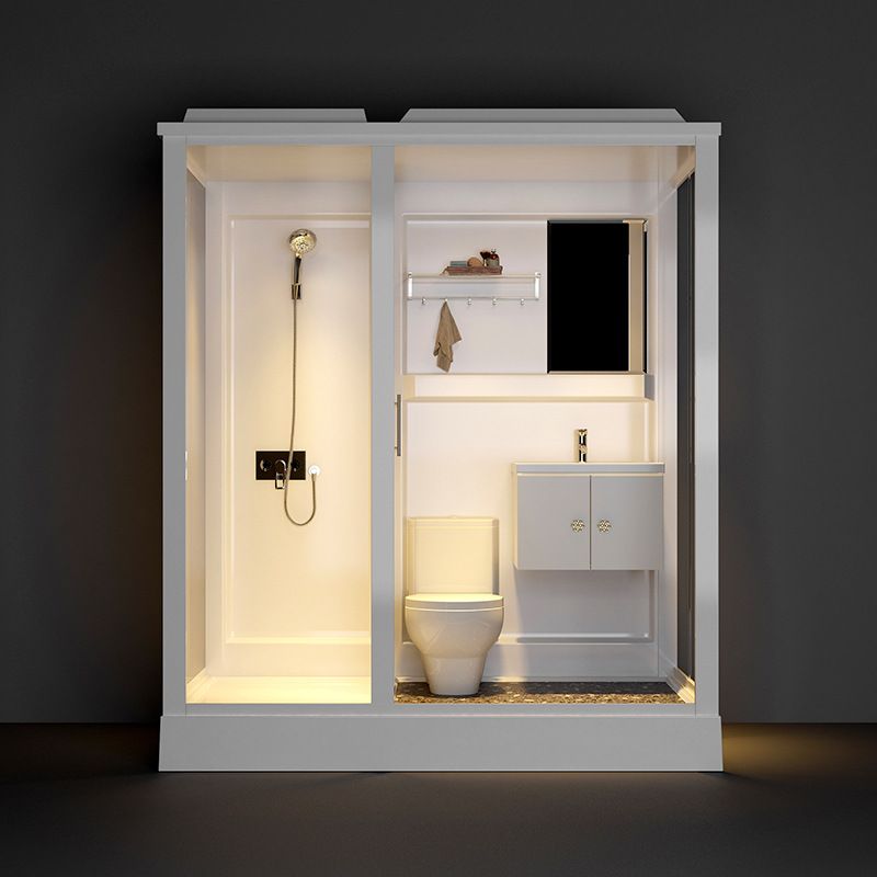 Single Sliding Shower Stall 91" H Framed Rectangle Shower Stall with White Base Clearhalo 'Bathroom Remodel & Bathroom Fixtures' 'Home Improvement' 'home_improvement' 'home_improvement_shower_stalls_enclosures' 'Shower Stalls & Enclosures' 'shower_stalls_enclosures' 'Showers & Bathtubs' 1200x1200_24742992-c1cf-4c1f-8df9-1ed3618e0a40
