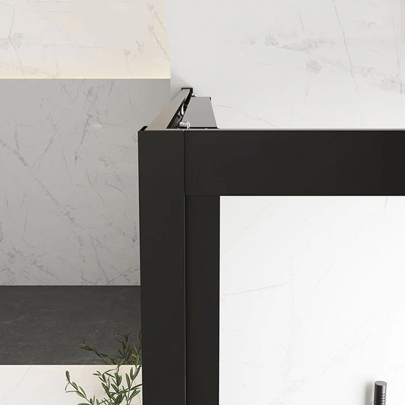 Square Black Shower Shower Enclosure Single Sliding Shower Enclosure Clearhalo 'Bathroom Remodel & Bathroom Fixtures' 'Home Improvement' 'home_improvement' 'home_improvement_shower_stalls_enclosures' 'Shower Stalls & Enclosures' 'shower_stalls_enclosures' 'Showers & Bathtubs' 1200x1200_2480a7da-4bba-4c9d-a198-0f0b8360aece