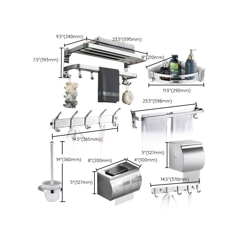 Modern 7 Piece Bathroom Accessory Set Polished Chrome Bathroom Hardware Clearhalo 'Bathroom Hardware Sets' 'Bathroom Hardware' 'Bathroom Remodel & Bathroom Fixtures' 'bathroom_hardware_sets' 'Home Improvement' 'home_improvement' 'home_improvement_bathroom_hardware_sets' 1200x1200_248a23a2-8504-4cf4-9013-1f12c8fd7b4d