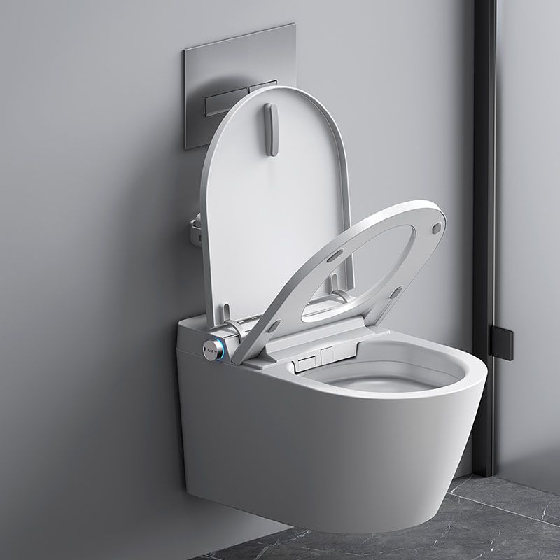 White Elongated Wall Mounted Bidet with Warm Air Dryer and Heated Seat Clearhalo 'Bathroom Remodel & Bathroom Fixtures' 'Bidets' 'Home Improvement' 'home_improvement' 'home_improvement_bidets' 'Toilets & Bidets' 1200x1200_2494967e-05bb-49ad-880b-ea4a74f3c152