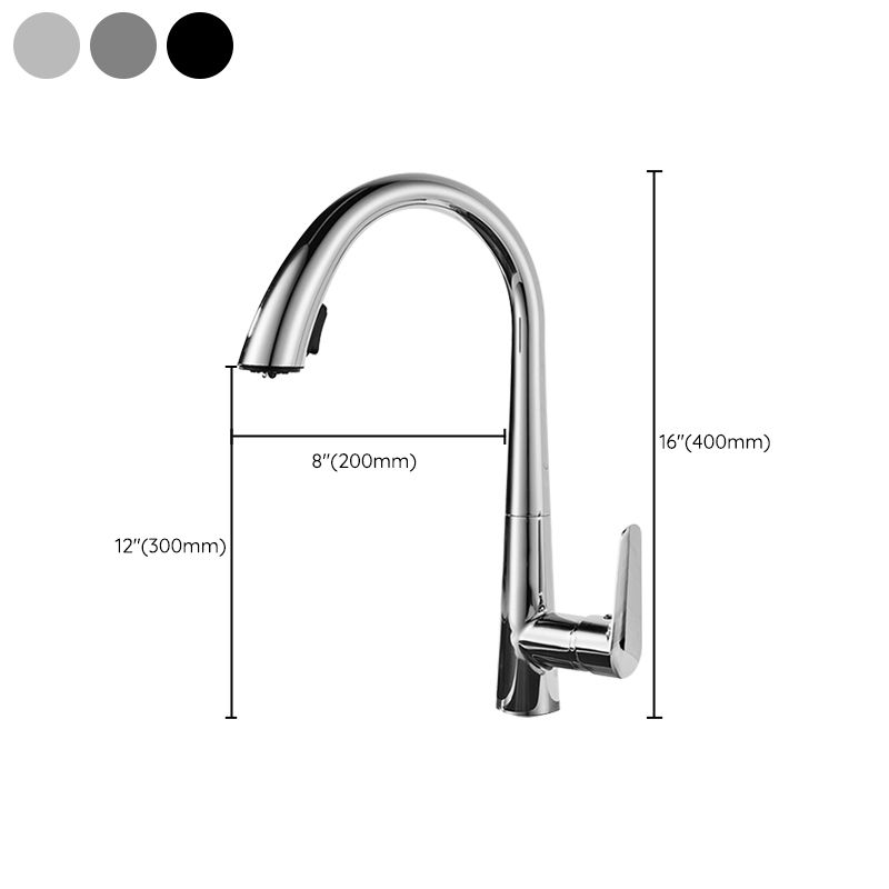 Modern Style Kitchen Faucet Copper 1-Handle High Arc Retractable Kitchen Faucet Clearhalo 'Home Improvement' 'home_improvement' 'home_improvement_kitchen_faucets' 'Kitchen Faucets' 'Kitchen Remodel & Kitchen Fixtures' 'Kitchen Sinks & Faucet Components' 'kitchen_faucets' 1200x1200_24b9b556-126c-4fca-920c-b4848344ae62