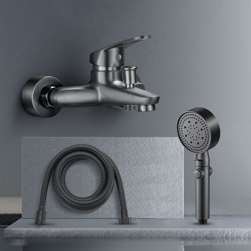 Low Arc Tub Faucet Hose Wall Mounted Single Lever Handle Tub Filler with Handshower Clearhalo 'Bathroom Remodel & Bathroom Fixtures' 'Bathtub Faucets' 'bathtub_faucets' 'Home Improvement' 'home_improvement' 'home_improvement_bathtub_faucets' 1200x1200_24c5e67c-2b04-4da2-8abb-e65276a1c2cc