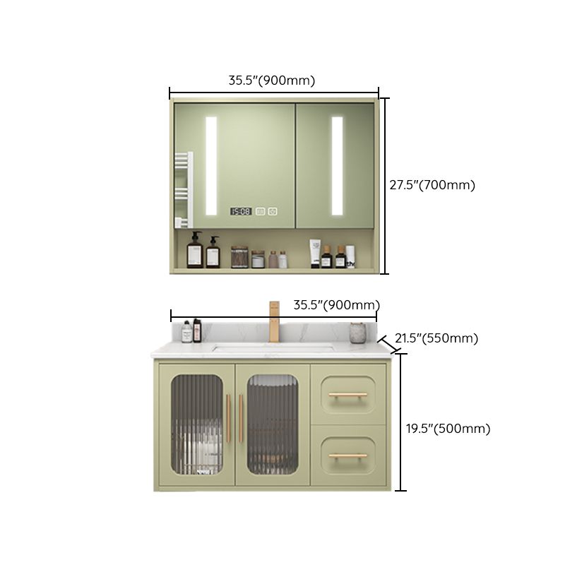 Double Sink Bath Vanity 2 Drawers Wall Mount Rectangle Vanity Set with Mirror Clearhalo 'Bathroom Remodel & Bathroom Fixtures' 'Bathroom Vanities' 'bathroom_vanities' 'Home Improvement' 'home_improvement' 'home_improvement_bathroom_vanities' 1200x1200_24c8f4ea-b45c-47ec-b4f3-0271d5f14268