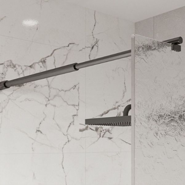 Minimalist Fixed Semi-partition Water Ripple Glass Shower Screen Clearhalo 'Bathroom Remodel & Bathroom Fixtures' 'Home Improvement' 'home_improvement' 'home_improvement_shower_tub_doors' 'Shower and Tub Doors' 'shower_tub_doors' 'Showers & Bathtubs' 1200x1200_24d34188-582c-492f-9eb6-9c50b11b2b73