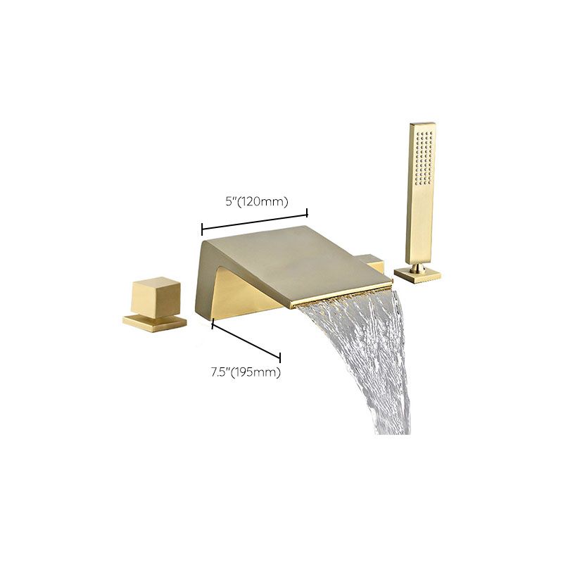 Modern Tub Spout Trim Copper Deck-Mount with Hand Shower and Handles Roman Tub Faucet Clearhalo 'Bathroom Remodel & Bathroom Fixtures' 'Bathtub Faucets' 'bathtub_faucets' 'Home Improvement' 'home_improvement' 'home_improvement_bathtub_faucets' 1200x1200_24ece830-67eb-4565-b7ec-d2c40794f689