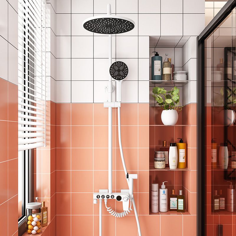 Wall Mounted Shower Arm Shower Faucet Metal Shower System with Slide Bar in White Clearhalo 'Bathroom Remodel & Bathroom Fixtures' 'Home Improvement' 'home_improvement' 'home_improvement_shower_faucets' 'Shower Faucets & Systems' 'shower_faucets' 'Showers & Bathtubs Plumbing' 'Showers & Bathtubs' 1200x1200_2514325a-4c08-4613-845b-d8bf04fbb217