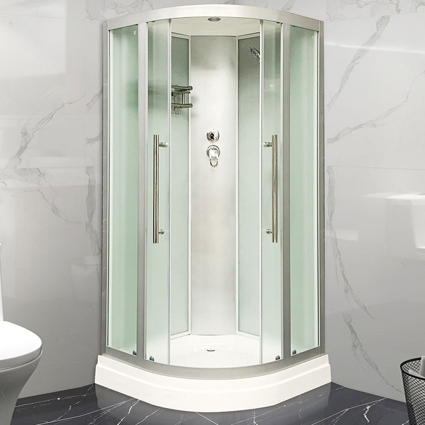 Round Double Sliding Shower Stall Corner Tempered Glass Shower Stall Clearhalo 'Bathroom Remodel & Bathroom Fixtures' 'Home Improvement' 'home_improvement' 'home_improvement_shower_stalls_enclosures' 'Shower Stalls & Enclosures' 'shower_stalls_enclosures' 'Showers & Bathtubs' 1200x1200_251a0444-0107-462e-bc72-02b321fb0e72
