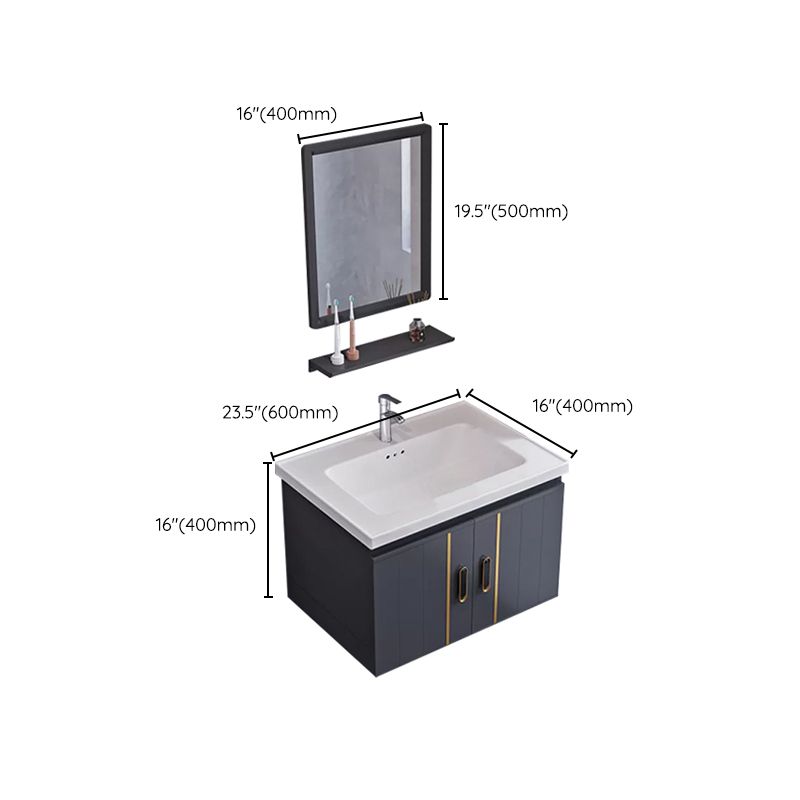 Glam Single Wall Mount Sink Vanity Gray Metal Base Rectangular Vanity Set Clearhalo 'Bathroom Remodel & Bathroom Fixtures' 'Bathroom Vanities' 'bathroom_vanities' 'Home Improvement' 'home_improvement' 'home_improvement_bathroom_vanities' 1200x1200_2523fddb-4640-45dc-947c-828a86a585fb
