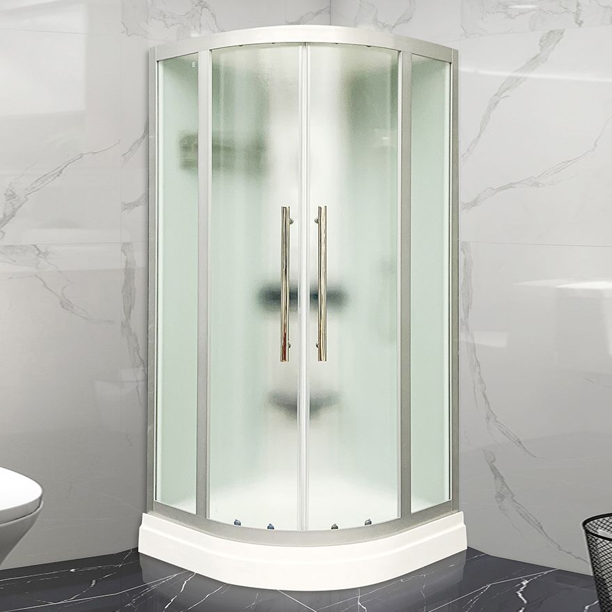 Round Double Sliding Shower Stall Corner Tempered Glass Shower Stall Clearhalo 'Bathroom Remodel & Bathroom Fixtures' 'Home Improvement' 'home_improvement' 'home_improvement_shower_stalls_enclosures' 'Shower Stalls & Enclosures' 'shower_stalls_enclosures' 'Showers & Bathtubs' 1200x1200_252491e1-3201-4721-9217-0d2a9875b6c0