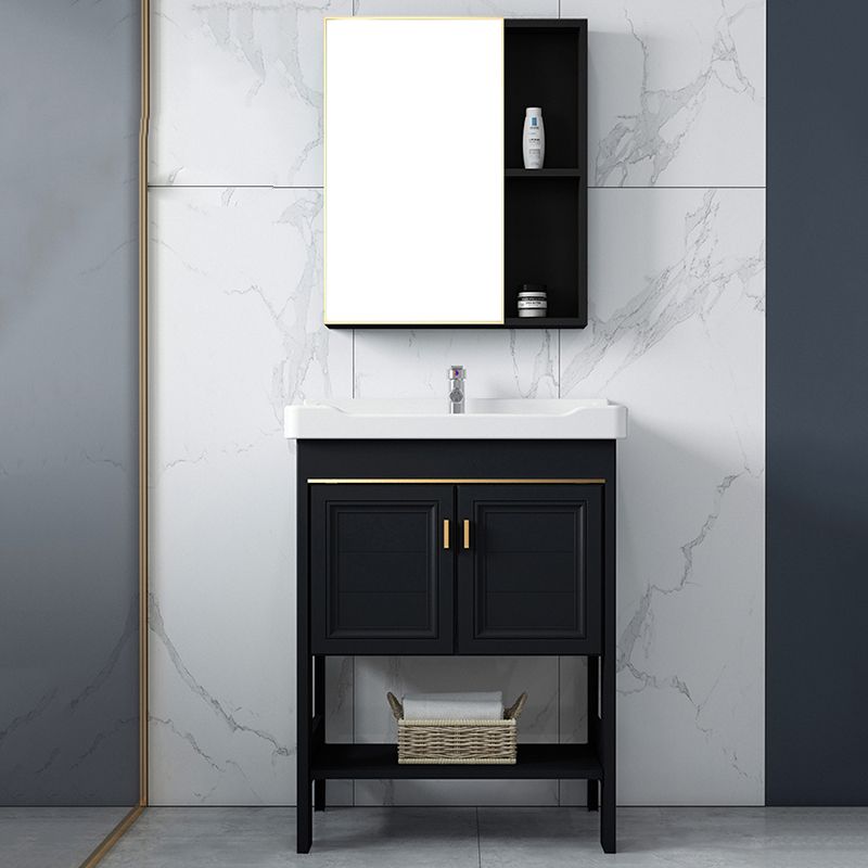 Shelving Included Bath Vanity Set Mirror Freestanding Vanity Set with Single Sink Clearhalo 'Bathroom Remodel & Bathroom Fixtures' 'Bathroom Vanities' 'bathroom_vanities' 'Home Improvement' 'home_improvement' 'home_improvement_bathroom_vanities' 1200x1200_25569de6-3c6f-47ae-91ec-ba45ddd3cfe9
