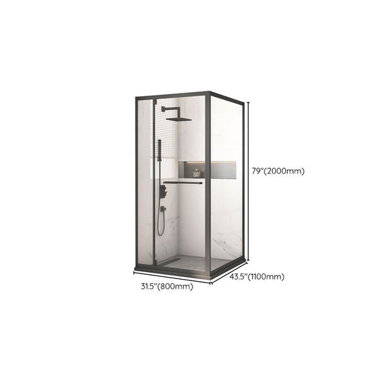 Tempered Single Sliding Shower Door Framed Transparent Shower Doors Clearhalo 'Bathroom Remodel & Bathroom Fixtures' 'Home Improvement' 'home_improvement' 'home_improvement_shower_tub_doors' 'Shower and Tub Doors' 'shower_tub_doors' 'Showers & Bathtubs' 1200x1200_25616b58-46dc-424c-81b5-d977f41fc833