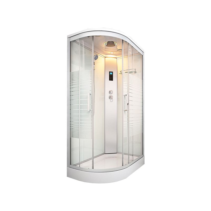 Striped Tempered Glass Shower Stall Framed Shower Stall with Rain Shower Clearhalo 'Bathroom Remodel & Bathroom Fixtures' 'Home Improvement' 'home_improvement' 'home_improvement_shower_stalls_enclosures' 'Shower Stalls & Enclosures' 'shower_stalls_enclosures' 'Showers & Bathtubs' 1200x1200_2569e247-e049-4088-a342-a4cdb8b776a9