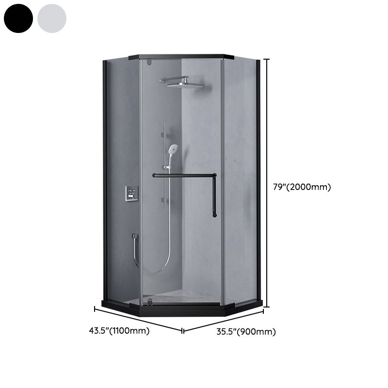 Linear Sliding Double Handles Shower Enclosure Metal Semi-Frameless Shower Enclosure Clearhalo 'Bathroom Remodel & Bathroom Fixtures' 'Home Improvement' 'home_improvement' 'home_improvement_shower_stalls_enclosures' 'Shower Stalls & Enclosures' 'shower_stalls_enclosures' 'Showers & Bathtubs' 1200x1200_2581c31f-e9bb-40a1-908c-1fa98dab1069