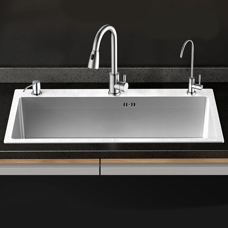 Classic Style Kitchen Sink Stainless Steel 3 Holes Kitchen Sink with Drain Strainer Kit Clearhalo 'Home Improvement' 'home_improvement' 'home_improvement_kitchen_sinks' 'Kitchen Remodel & Kitchen Fixtures' 'Kitchen Sinks & Faucet Components' 'Kitchen Sinks' 'kitchen_sinks' 1200x1200_2583fc1d-fa7c-49c9-946a-6263034c6058