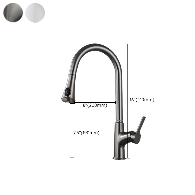 Contemporary Single Handle Kitchen Faucet Pull-down Desk-mounted Faucet Clearhalo 'Home Improvement' 'home_improvement' 'home_improvement_kitchen_faucets' 'Kitchen Faucets' 'Kitchen Remodel & Kitchen Fixtures' 'Kitchen Sinks & Faucet Components' 'kitchen_faucets' 1200x1200_25a7f113-8232-4f48-ae1d-b2a8c69ce6b1