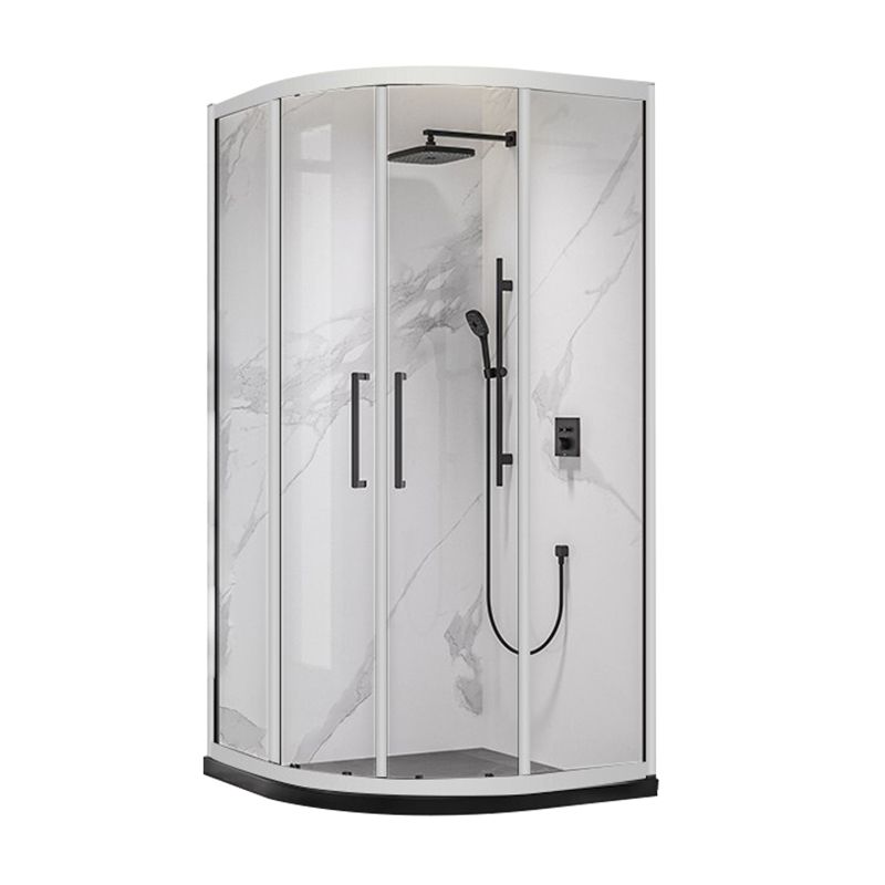 Neo-round 304 Stainless Steel Shower Kit Clear Double Sliding Shower Enclosure Clearhalo 'Bathroom Remodel & Bathroom Fixtures' 'Home Improvement' 'home_improvement' 'home_improvement_shower_stalls_enclosures' 'Shower Stalls & Enclosures' 'shower_stalls_enclosures' 'Showers & Bathtubs' 1200x1200_25b29fa3-a585-4720-8a48-96c33abd5103