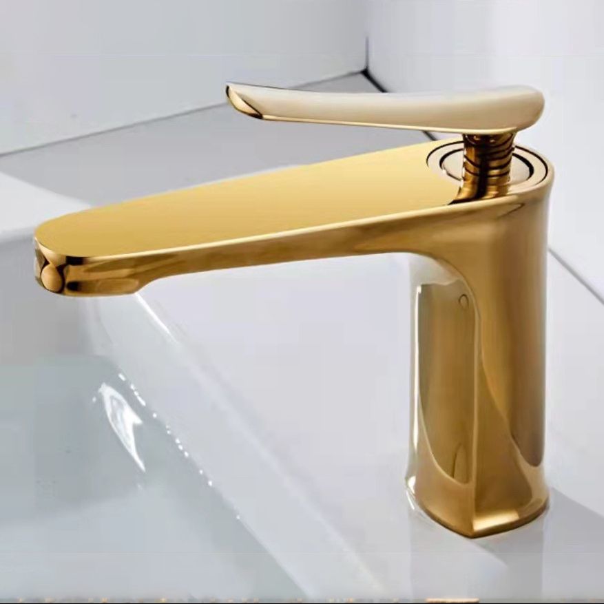 1 Handle Full Copper Bathroom Sink Faucet Nordic Modern Vanity Faucet with Drain Clearhalo 'Bathroom Remodel & Bathroom Fixtures' 'Bathroom Sink Faucets' 'Bathroom Sinks & Faucet Components' 'bathroom_sink_faucets' 'Home Improvement' 'home_improvement' 'home_improvement_bathroom_sink_faucets' 1200x1200_25b4f726-202f-46db-872e-ea483f7abc82