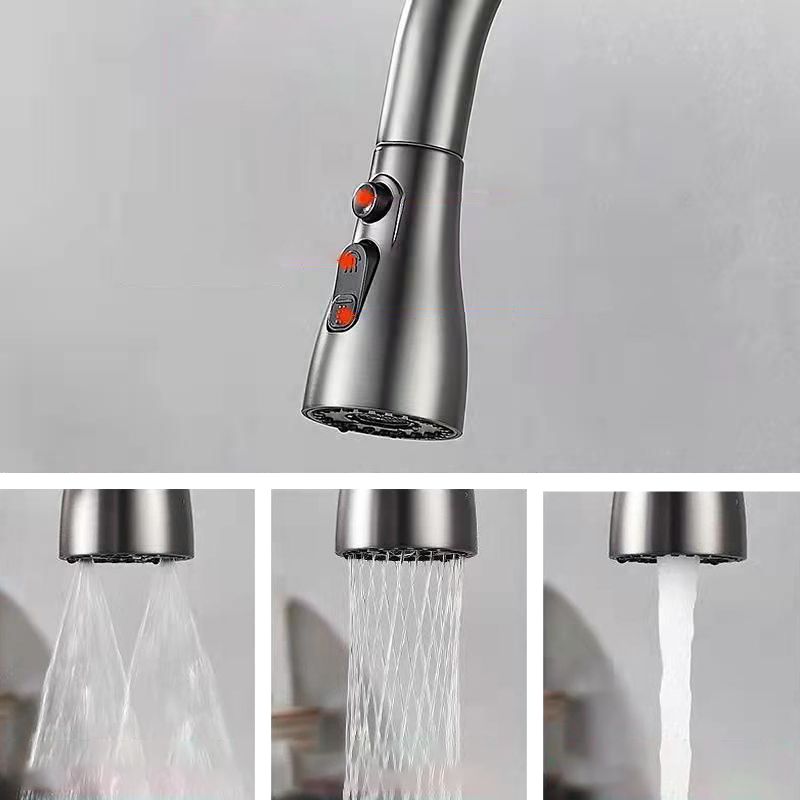 Contemporary Pull Down Kitchen Faucet Single Handle Faucet with Pull Out Sprayer Clearhalo 'Home Improvement' 'home_improvement' 'home_improvement_kitchen_faucets' 'Kitchen Faucets' 'Kitchen Remodel & Kitchen Fixtures' 'Kitchen Sinks & Faucet Components' 'kitchen_faucets' 1200x1200_25b63879-5213-441e-847b-375e85f620c6