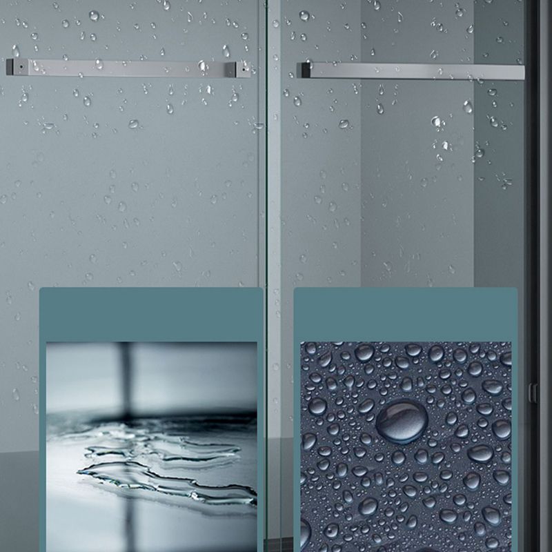Clear Tempered Shower Door Double Sliding Shower Bath Door with 2 Door Handles Clearhalo 'Bathroom Remodel & Bathroom Fixtures' 'Home Improvement' 'home_improvement' 'home_improvement_shower_tub_doors' 'Shower and Tub Doors' 'shower_tub_doors' 'Showers & Bathtubs' 1200x1200_25c4e202-ab24-4e50-a377-115189d6b158