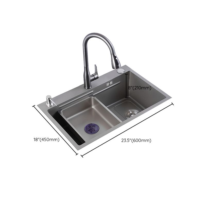 Grey Kitchen Sink Cutting Board Single Bowl Stainless Steel Top-Mount Kitchen Sink Clearhalo 'Home Improvement' 'home_improvement' 'home_improvement_kitchen_sinks' 'Kitchen Remodel & Kitchen Fixtures' 'Kitchen Sinks & Faucet Components' 'Kitchen Sinks' 'kitchen_sinks' 1200x1200_25d59a9e-9ce6-43f6-a1a5-1e8c24e7fe3a