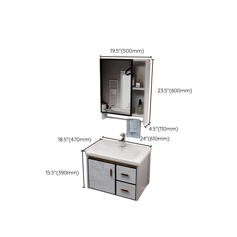 Metal Glam Sink Vanity Wall Mount Bathroom Vanity Set with Mirror Clearhalo 'Bathroom Remodel & Bathroom Fixtures' 'Bathroom Vanities' 'bathroom_vanities' 'Home Improvement' 'home_improvement' 'home_improvement_bathroom_vanities' 1200x1200_260c5a6e-3f74-4dc7-b1e0-7e75d91fff1a