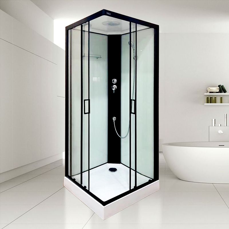 Corner Framed Shower Stall Single Sliding Tempered Glass Shower Stall Clearhalo 'Bathroom Remodel & Bathroom Fixtures' 'Home Improvement' 'home_improvement' 'home_improvement_shower_stalls_enclosures' 'Shower Stalls & Enclosures' 'shower_stalls_enclosures' 'Showers & Bathtubs' 1200x1200_261793f1-40ff-4d2f-bdc7-67fbac9f5ebc