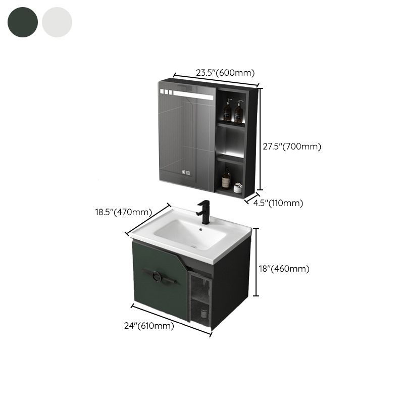 Metal Frame Bath Vanity Mirror Rectangle Wall Mount Single Sink Bathroom Vanity Set Clearhalo 'Bathroom Remodel & Bathroom Fixtures' 'Bathroom Vanities' 'bathroom_vanities' 'Home Improvement' 'home_improvement' 'home_improvement_bathroom_vanities' 1200x1200_2628447f-2adc-48bc-9c15-430d4addd142