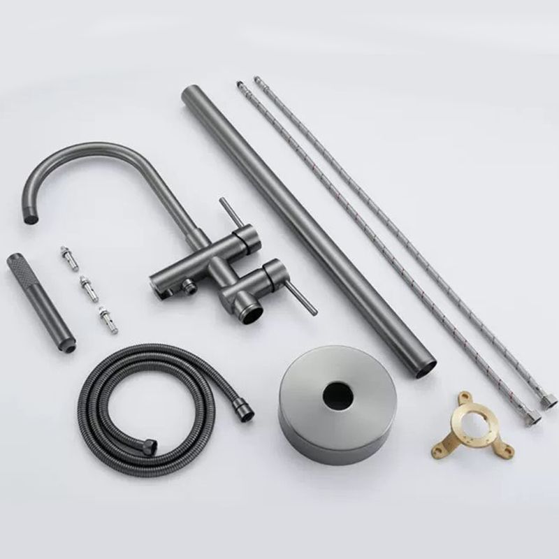 Brass Freestanding Tub Filler Floor Mounted Tub Filler with Lever Handles Clearhalo 'Bathroom Remodel & Bathroom Fixtures' 'Bathtub Faucets' 'bathtub_faucets' 'Home Improvement' 'home_improvement' 'home_improvement_bathtub_faucets' 1200x1200_263af493-2b7e-4014-8756-4f60aab4f2d7