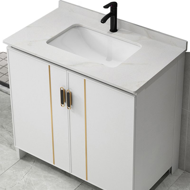 Gorgeous Freestanding Sink Cabinet Mirror Cabinet Bathroom Vanity Set in White Clearhalo 'Bathroom Remodel & Bathroom Fixtures' 'Bathroom Vanities' 'bathroom_vanities' 'Home Improvement' 'home_improvement' 'home_improvement_bathroom_vanities' 1200x1200_264fe4ad-23c4-4e33-b80b-a9c7f6d042d3