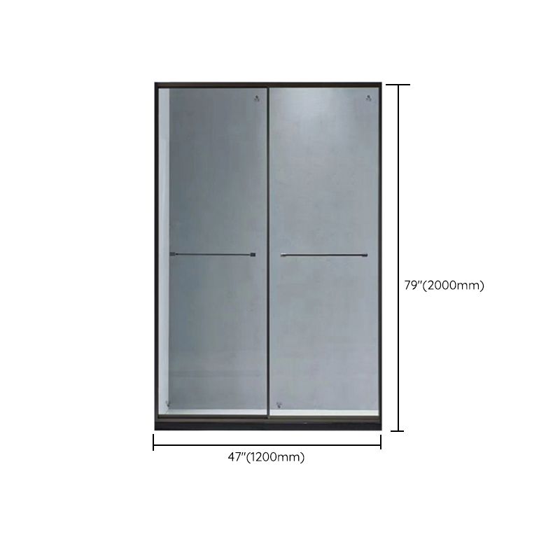 Extremely Narrow Full Frame Double Sliding Shower Door, Shower Room One-line Partition Clearhalo 'Bathroom Remodel & Bathroom Fixtures' 'Home Improvement' 'home_improvement' 'home_improvement_shower_tub_doors' 'Shower and Tub Doors' 'shower_tub_doors' 'Showers & Bathtubs' 1200x1200_2651b6f2-409c-45f3-ad66-c4a300172330