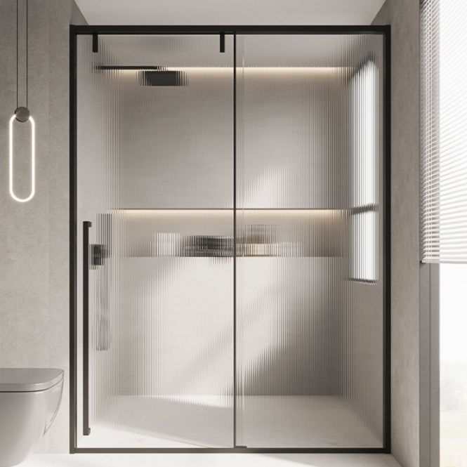 Semi Frameless Stainless Steel Frame Single Sliding Glass Shower Door Clearhalo 'Bathroom Remodel & Bathroom Fixtures' 'Home Improvement' 'home_improvement' 'home_improvement_shower_tub_doors' 'Shower and Tub Doors' 'shower_tub_doors' 'Showers & Bathtubs' 1200x1200_266b2fc8-437a-4096-a93b-5e519936df2d