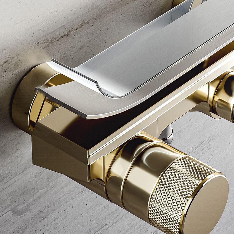 Modern Style Shower System Handle Knob Rectangle Wall Mounted Copper Shower System Clearhalo 'Bathroom Remodel & Bathroom Fixtures' 'Home Improvement' 'home_improvement' 'home_improvement_shower_faucets' 'Shower Faucets & Systems' 'shower_faucets' 'Showers & Bathtubs Plumbing' 'Showers & Bathtubs' 1200x1200_266f3838-17de-43ab-adc4-c47fb5285ad0