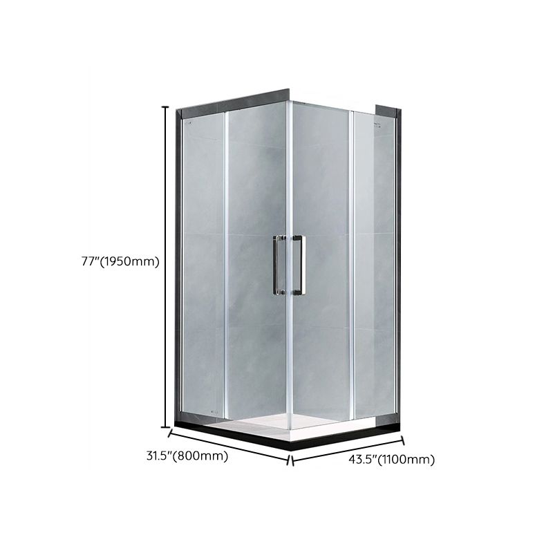 Framed Tempered Glass Shower Kit Corner Double Sliding Shower Kit Clearhalo 'Bathroom Remodel & Bathroom Fixtures' 'Home Improvement' 'home_improvement' 'home_improvement_shower_stalls_enclosures' 'Shower Stalls & Enclosures' 'shower_stalls_enclosures' 'Showers & Bathtubs' 1200x1200_269a986a-3c31-43a1-9b0d-3736225e93f1