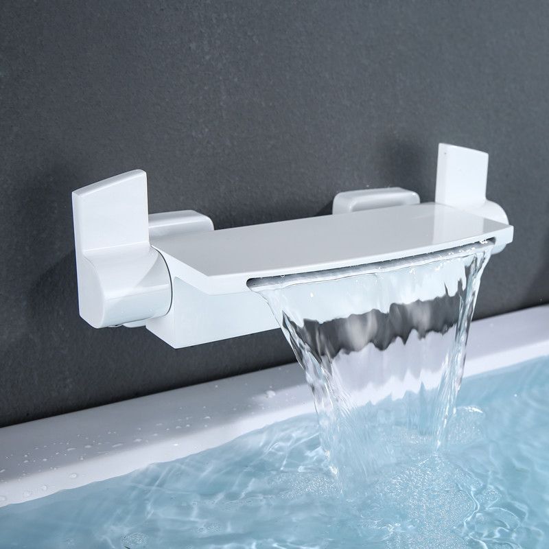 Wall Mounted Metal Tub Filler Low Arc Waterfall Bathroom Tub Faucet Trim Clearhalo 'Bathroom Remodel & Bathroom Fixtures' 'Bathtub Faucets' 'bathtub_faucets' 'Home Improvement' 'home_improvement' 'home_improvement_bathtub_faucets' 1200x1200_269ff510-3ecc-46c0-808f-7df4b44f7f42
