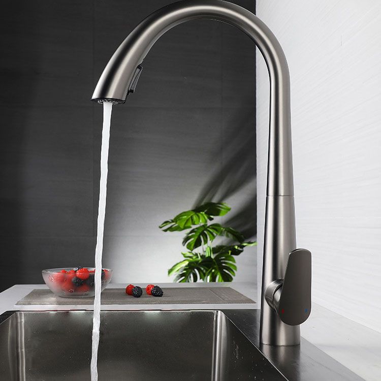 Contemporary Faucet Stainless Steel Single Handle High Arc Faucet for Kitchen Clearhalo 'Home Improvement' 'home_improvement' 'home_improvement_kitchen_faucets' 'Kitchen Faucets' 'Kitchen Remodel & Kitchen Fixtures' 'Kitchen Sinks & Faucet Components' 'kitchen_faucets' 1200x1200_26d46309-8cb8-4b5c-9715-fdc5453727e2
