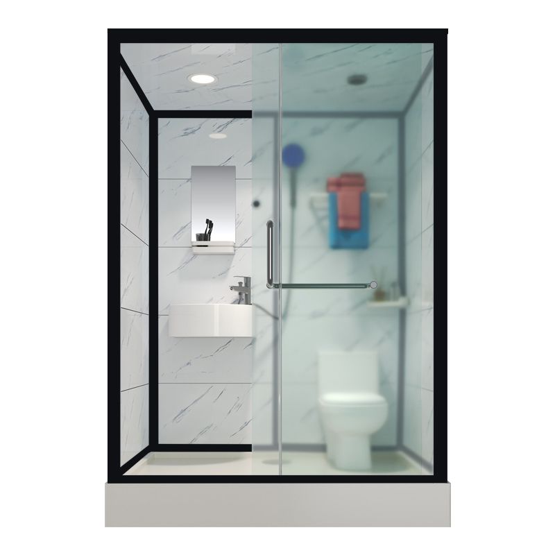 Tempered Glass Shower Stall Black Shower Stall with Towel Bar and Light Clearhalo 'Bathroom Remodel & Bathroom Fixtures' 'Home Improvement' 'home_improvement' 'home_improvement_shower_stalls_enclosures' 'Shower Stalls & Enclosures' 'shower_stalls_enclosures' 'Showers & Bathtubs' 1200x1200_26e4d8dc-e074-40c4-9bfb-bebd1946d056