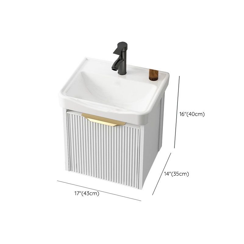 Rectangular White Vanity Single Sink Wall Mount 2 Doors Faucet Metal Frame Mirror Vanity Clearhalo 'Bathroom Remodel & Bathroom Fixtures' 'Bathroom Vanities' 'bathroom_vanities' 'Home Improvement' 'home_improvement' 'home_improvement_bathroom_vanities' 1200x1200_26fc60d1-502f-4265-bd3c-b7e25a34c4b9