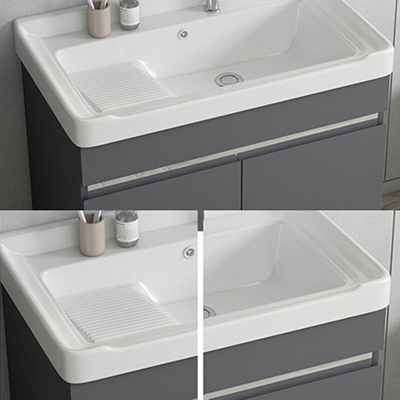Gray Metal Vanity Sink Modern Free-standing Standard Space Saver Vanity Clearhalo 'Bathroom Remodel & Bathroom Fixtures' 'Bathroom Vanities' 'bathroom_vanities' 'Home Improvement' 'home_improvement' 'home_improvement_bathroom_vanities' 1200x1200_27119a24-eb54-4ea8-829d-f234aa83473b