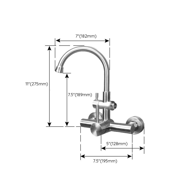 Modern Spray Kitchen Faucet Stainless Steel Lever Handles Wall Filler Faucet Clearhalo 'Home Improvement' 'home_improvement' 'home_improvement_kitchen_faucets' 'Kitchen Faucets' 'Kitchen Remodel & Kitchen Fixtures' 'Kitchen Sinks & Faucet Components' 'kitchen_faucets' 1200x1200_2723936f-95a4-4fa5-a213-2048b98eddd8