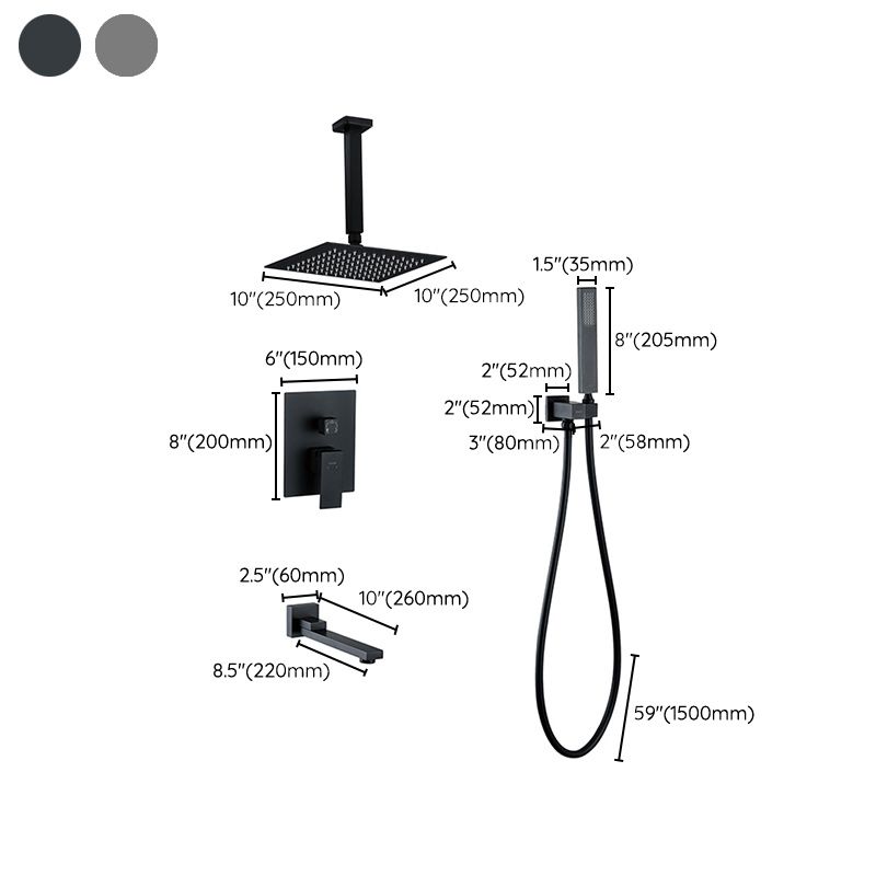 Modern Shower Head Combo Brass Ceiling Mounted Adjustable Spray Pattern Shower Combo Clearhalo 'Bathroom Remodel & Bathroom Fixtures' 'Home Improvement' 'home_improvement' 'home_improvement_shower_faucets' 'Shower Faucets & Systems' 'shower_faucets' 'Showers & Bathtubs Plumbing' 'Showers & Bathtubs' 1200x1200_2725fbe8-d1b9-4bcd-97c4-72bcea1586b9