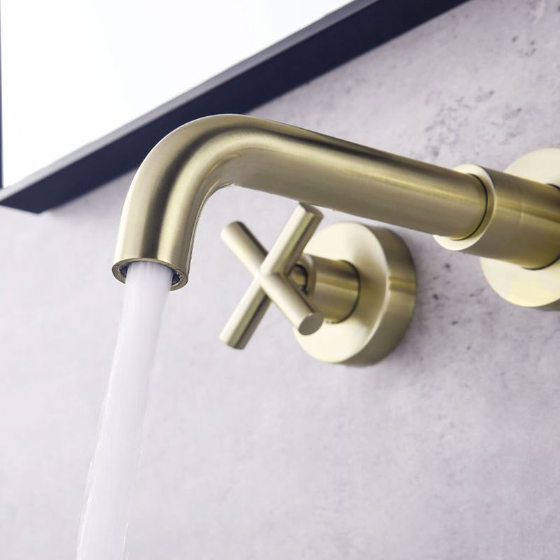 Glam Centerset Faucet Brass Cross Handles 3 Holes Wall Mounted Bathroom Faucet Clearhalo 'Bathroom Remodel & Bathroom Fixtures' 'Bathroom Sink Faucets' 'Bathroom Sinks & Faucet Components' 'bathroom_sink_faucets' 'Home Improvement' 'home_improvement' 'home_improvement_bathroom_sink_faucets' 1200x1200_273a8442-41db-4438-8444-cdb1fb026376