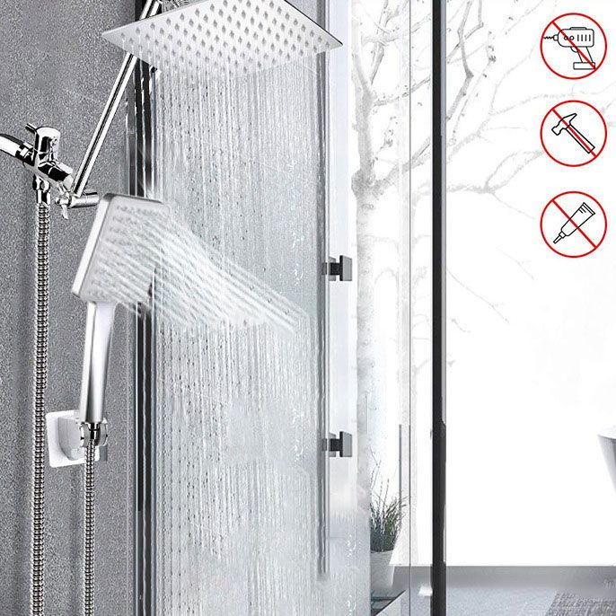 Contemporary Pull Down Dual Shower Head Square High Arch Shower Head Combo in Chrome Clearhalo 'Bathroom Remodel & Bathroom Fixtures' 'Home Improvement' 'home_improvement' 'home_improvement_shower_heads' 'Shower Heads' 'shower_heads' 'Showers & Bathtubs Plumbing' 'Showers & Bathtubs' 1200x1200_273b3d46-6a7a-4b5b-9f5a-5adecc8810aa